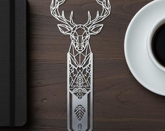 Metal Deer Bookmark, Geometric Stag Page Holder for Books, Nature Lover Gift, Unique Reading Accessories for Him