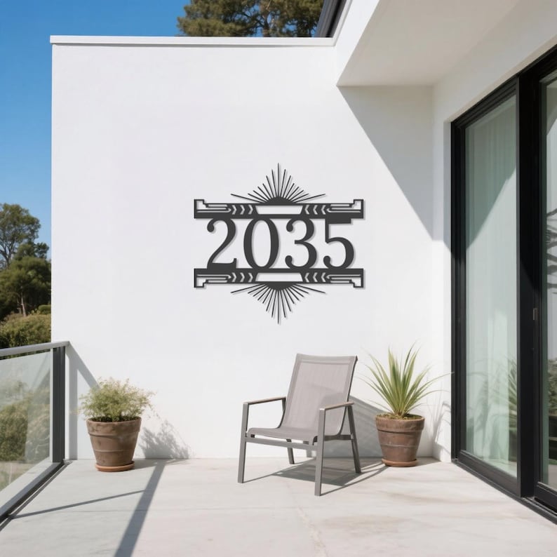 Custom Metal House Numbers,customizable Art Deco Laser-cut Black ...