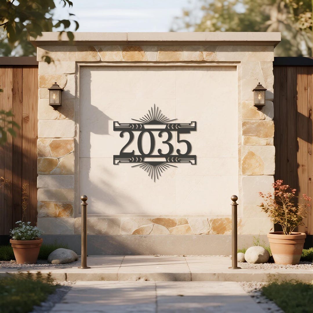 Custom Metal House Numbers,customizable Art Deco Laser-cut Black ...