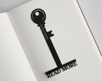 Key Hollow Metal Bookmark / Read More Key Design / Black Steel Page Marker / Teacher Gifts / Book Accessories / Back To School