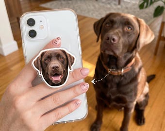 Personalized Pet Portrait Phone Grip, Custom Pet Pop Socket with Pet Photo, Acrylic Phone Stand, Dog Mom Gift, Cat Lover Phone Accessory