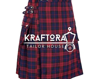 Roter Schottischer Schottenkaro Kilt Kilt, Traditioneller Kilt für Casual & formelle Kleidung