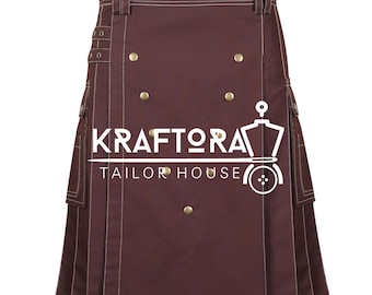 Brauner Kilt aus Baumwolle mit verstellbarer Passform