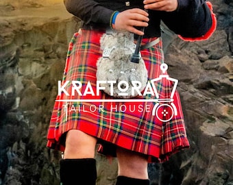Roter Schottenkaro Kilt für Männer, Traditioneller Schottischer Schottenrock, Kilt für Hochzeiten & Festivals