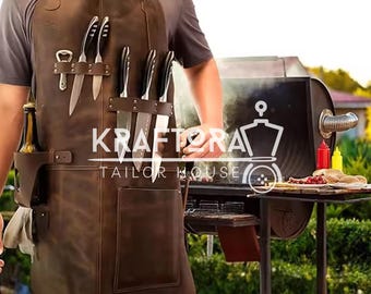 Leder Kochschürze: BBQ Grill Schürze