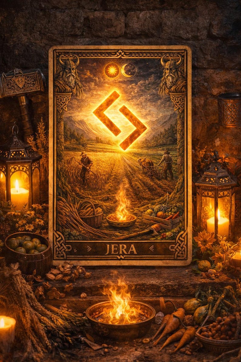 Jera Rune Card Printable – Elder Futhark Tarot Style Rune – Norse Pagan ...
