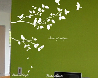 Two Branches with Flying Birds -Vinyl Wall Decal,Sticker,Nature Design