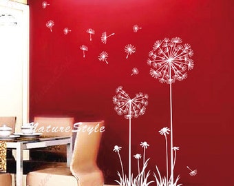 FREE SHIPPING - Dandelion wall decal flower kids girl nursery wall mural wall decal sticker room wall decal flower vinyl wall decal floral