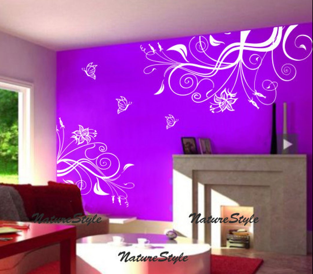 Vinyl Wall Decals Flower Wall Decal Floral Wall Sticker Art Etsy