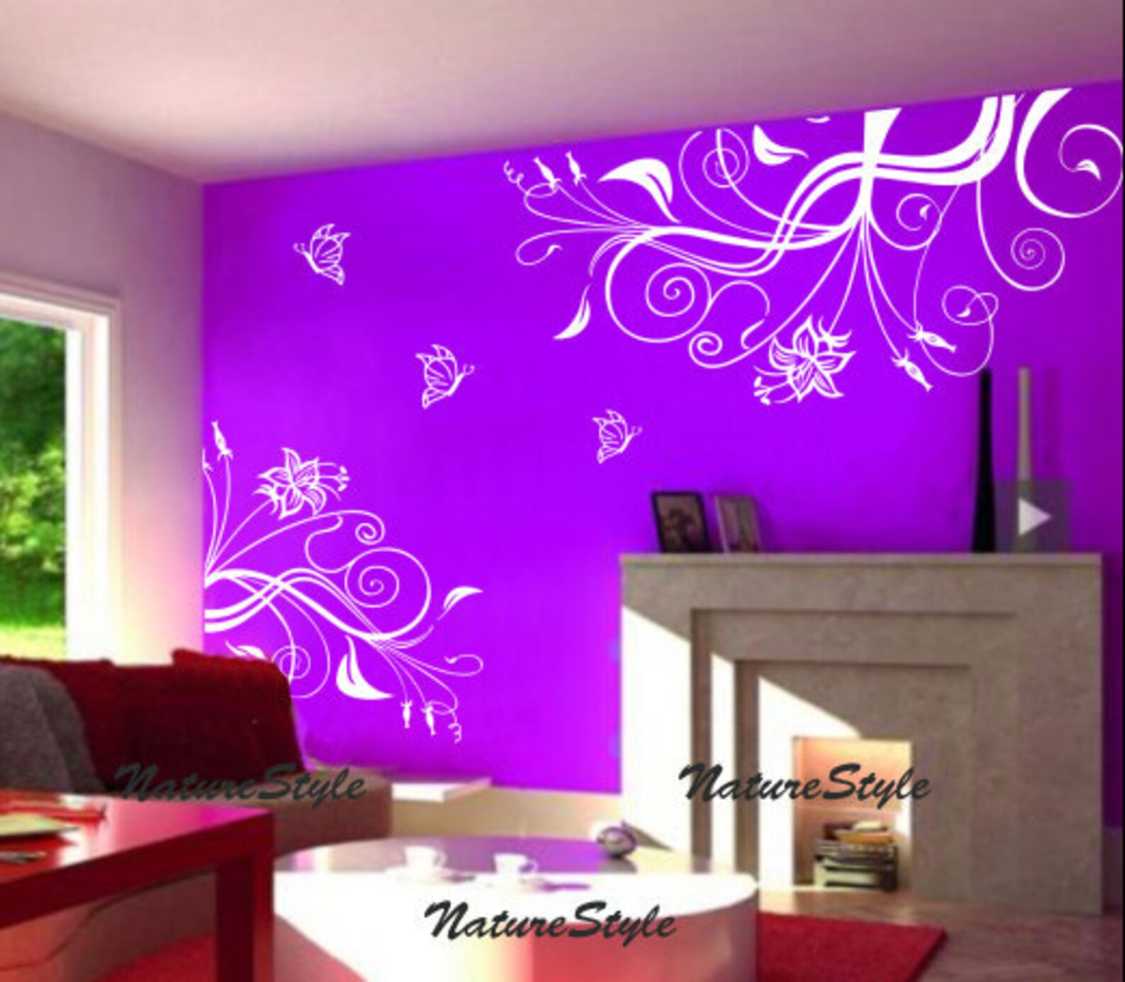 Vinyl Wall Decals Flower Wall Decal Floral Wall Sticker Art Etsy