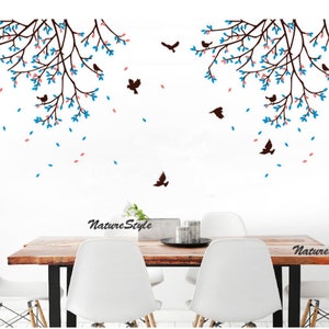 Two branches and flying birds Nursery wall decal trees baby wall decal vinyl wall decal nursery bedroom office decal image 4