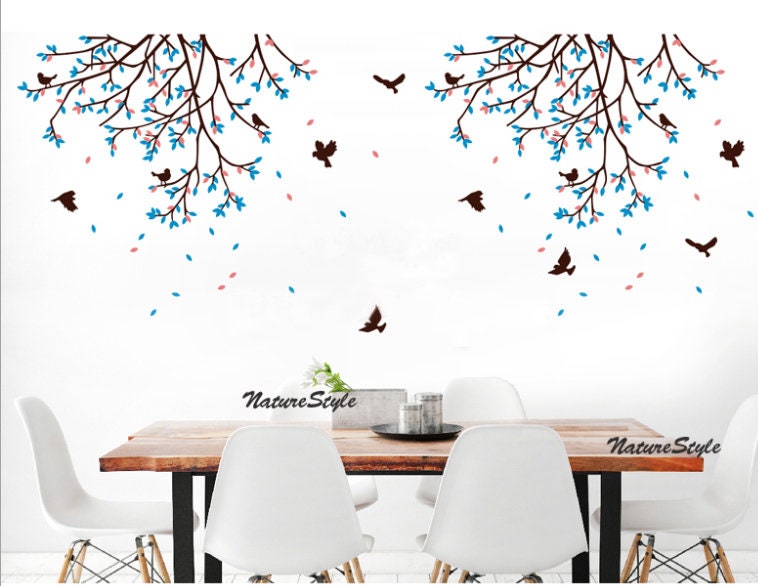 Two branches and flying birds Nursery wall decal trees baby Etsy