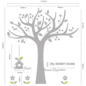 Tree with Flying Birds Vinyl Wall Decal,Sticker,Nature Design image 4