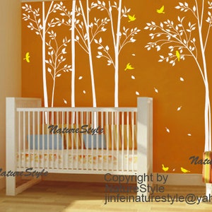 Tree wall decal nursery decal children wall sticker baby decal bedroom Birds in the Forest image 1