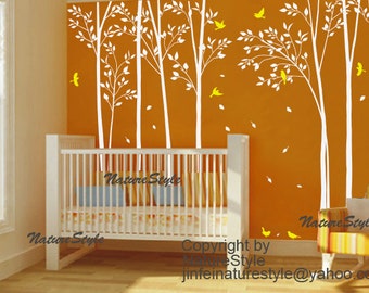 Tree wall decal nursery decal children wall sticker baby decal bedroom - Birds in the Forest