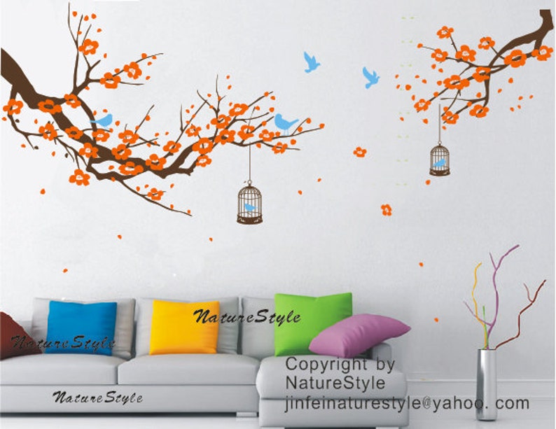 Cherry blossom wall decals baby name wall decals nursery wall Etsy