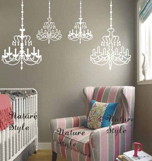 Chandelier vinyl Wall Decalstickernature Design Etsy