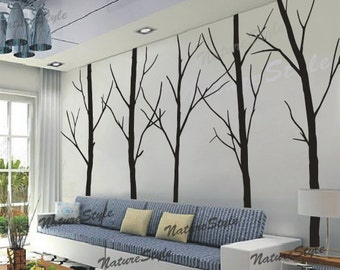 winter Wall Decal trees children nursery wall sticker baby living room wall decal wall decor children kids girl wall mural-Five Winter Trees