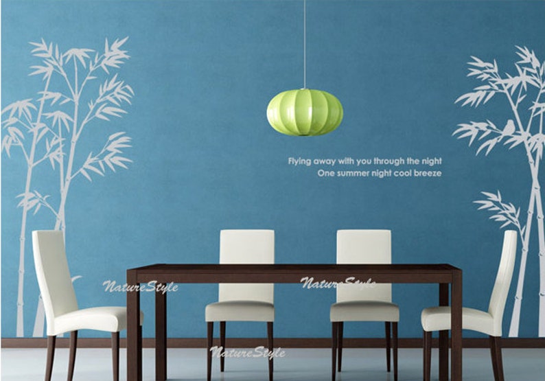 Beautiful bamboo grove with Flying Birds-Vinyl Wall Decal,Sticker,Nature Design image 3