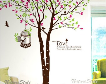 Tree with Flying Birds-Vinyl Wall Decal,Sticker,Nature Design for Nursery Room