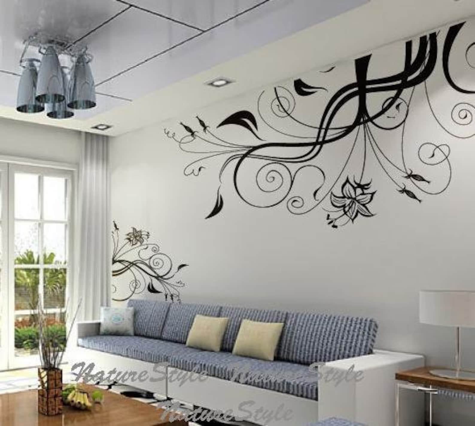 Vinyl Wall Decals Flower Wall Decal Floral Wall Sticker Art Etsy