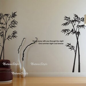 Beautiful bamboo grove with Flying Birds-Vinyl Wall Decal,Sticker,Nature Design image 2