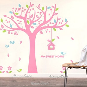 Tree with Flying Birds Vinyl Wall Decal,Sticker,Nature Design image 3