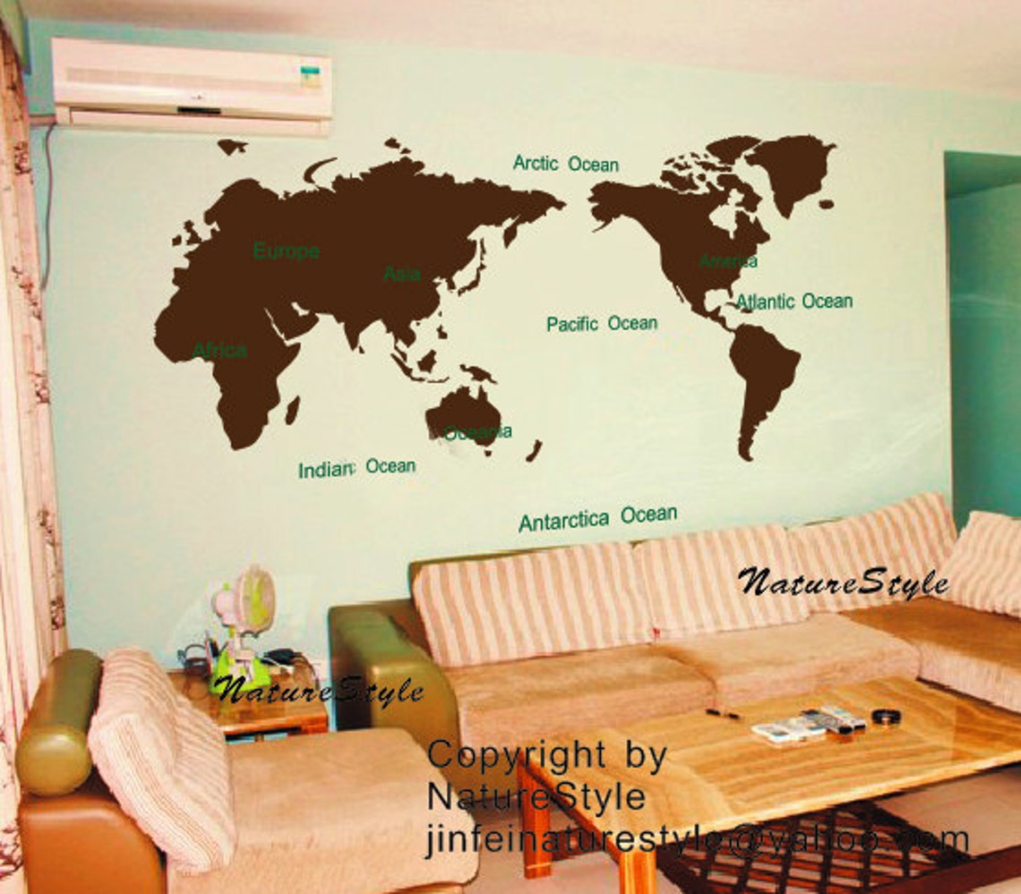 Map of the Worldnursery Wall Decals Tree Vinyl Wall Decals Etsy