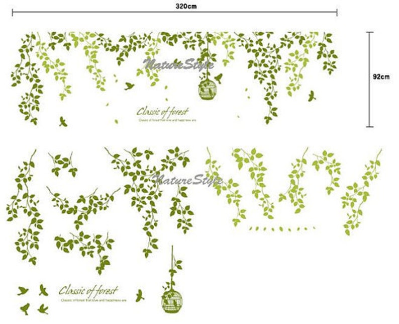 Beautiful branches with flying birds wall decal