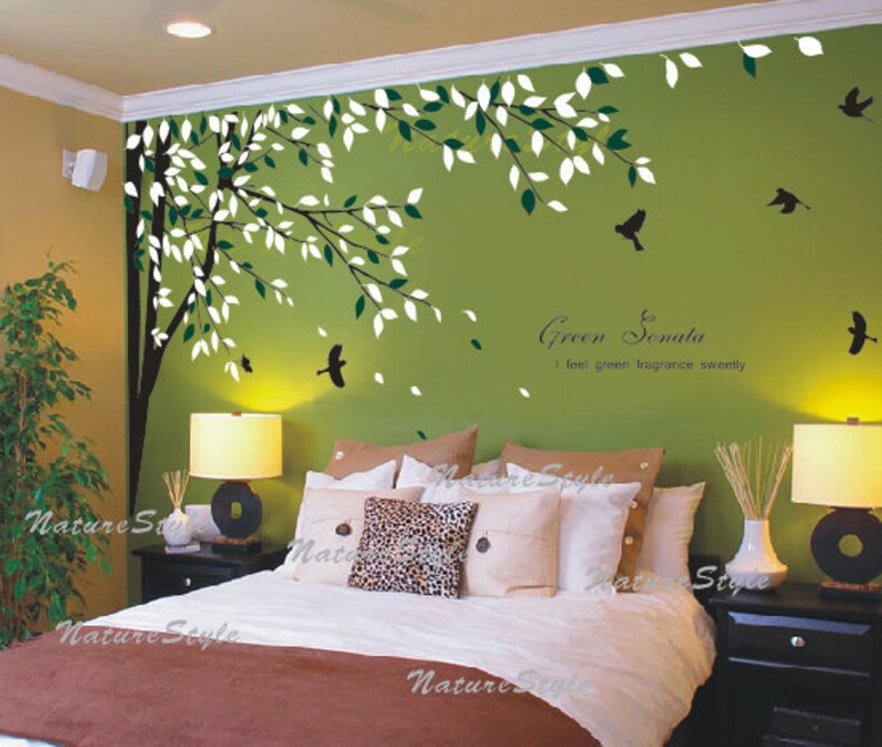 free shipping bedroom wall decal vinyl wall decals birds | etsy