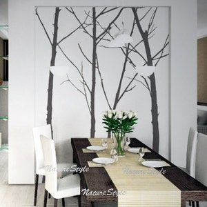 winter wall decal Wall sticker Tree wall decal nursery wall decals tree vinyl wall decals living room wall sticker Four Winter trees image 1