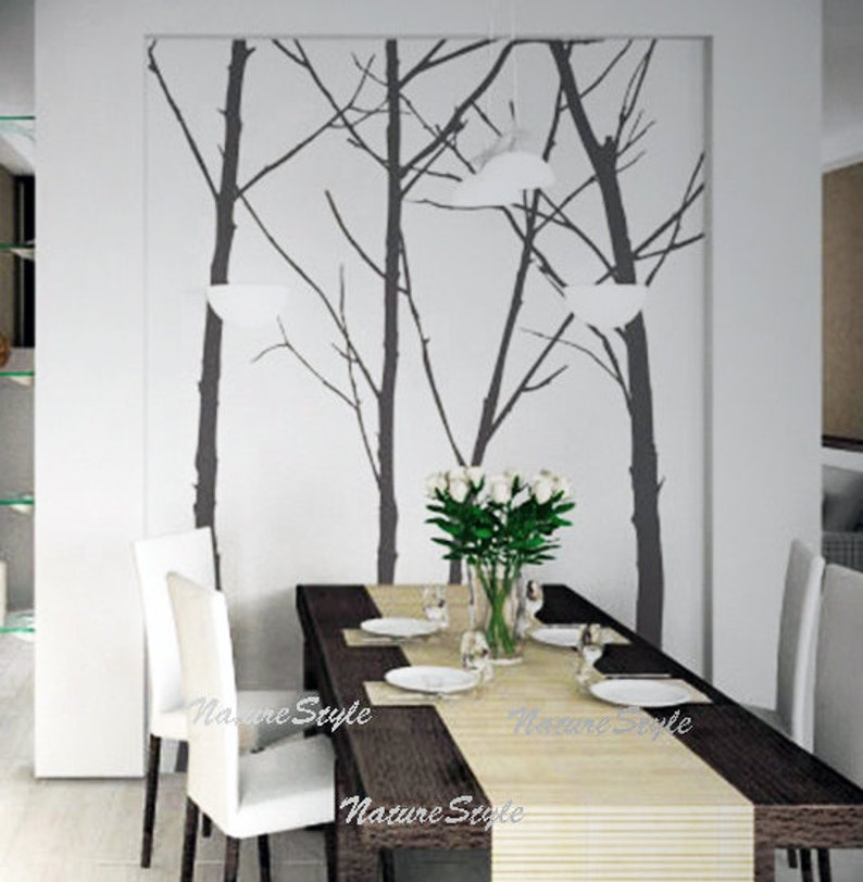 winter wall decal Wall sticker Tree wall decal nursery wall decals tree vinyl wall decals living room wall sticker Four Winter trees image 1