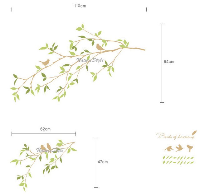 Wall Decal Branches Wall Decal Birds Wall Decal Bedroom Wall Etsy