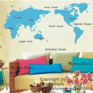 Map of the World-nursery wall decals tree vinyl wall decals decal children wall sticker nursery room girl bedroom decor