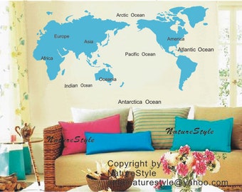 Map of the World-nursery wall decals tree vinyl wall decals decal children wall sticker nursery room girl bedroom decor