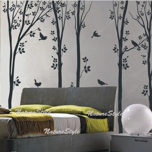 tree wall decals birds nature forest Vinyl wall decals wall decal baby boy girl nursery wall sticker birds-5 Tree with Flying Birds image 3