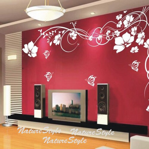 Girl Wall Decals Flower Wall Decal Butterflies Decal Nursery Etsy