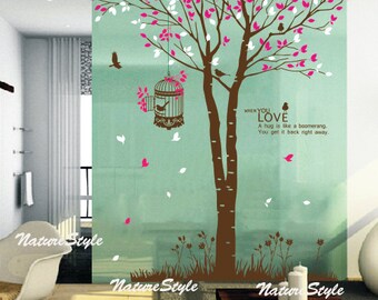 Tree with Flying Birds-nursery wall decal baby wall decal children wall decal room vinyl decal branch wall decal trees decal birds