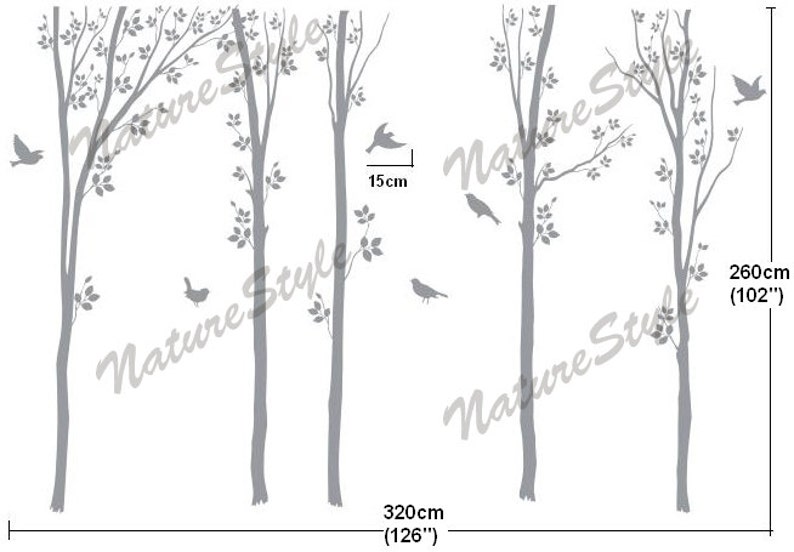 tree wall decals birds nature forest Vinyl wall decals wall decal baby boy girl nursery wall sticker birds-5 Tree with Flying Birds image 4