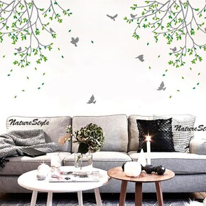 Two branches and flying birds Nursery wall decal trees baby wall decal vinyl wall decal nursery bedroom office decal image 3