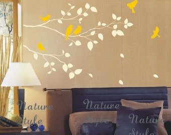 Two Branches with Flying Birds -Vinyl Wall Decal,Sticker,Nature Design