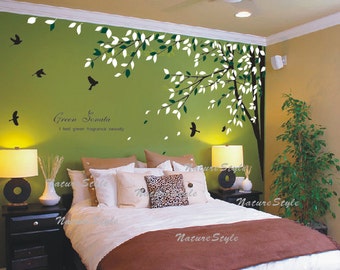 FREE SHIPPING - branch wall decal vinyl wall decal sticker wall decal nursery wall decal baby wall decal children - Branch with Flying Birds