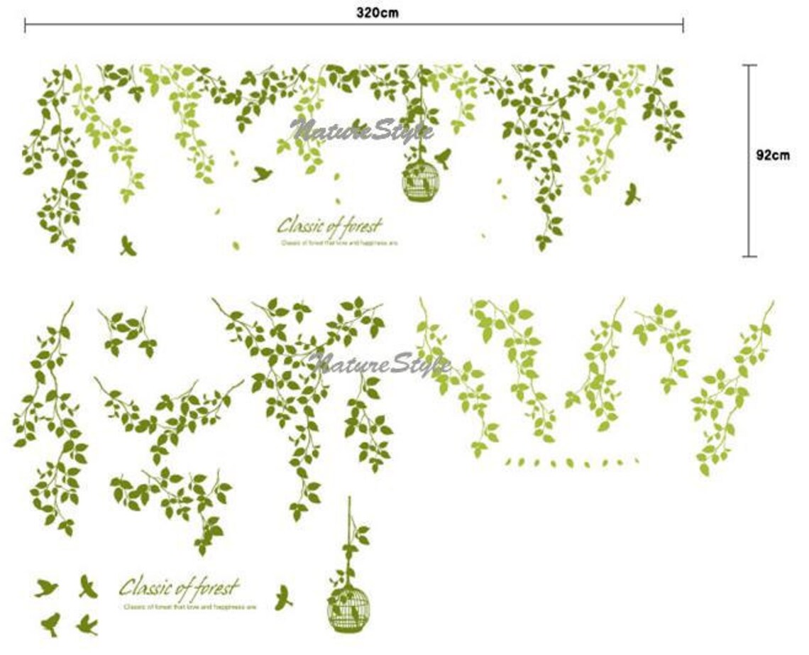 Vine Wall Decal Sticker Decal Nursery Decal Birds Decal Baby Etsy