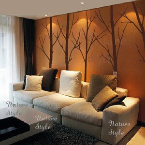 Wall Decal trees children nursery wall decal baby living room wall decal winter trees wall decal children kids wall mural-Five Winter Trees