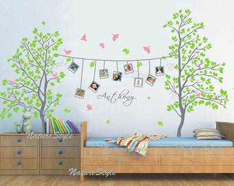 Two Trees with Flying Birds -Vinyl Wall Decal,Sticker,Nature Design nursery room decal baby decal baby decal