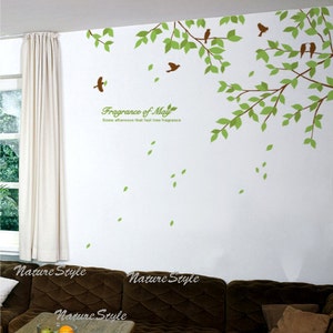 Branch with Flying Birds Vinyl Wall Decal,Sticker,Nature Design image 1
