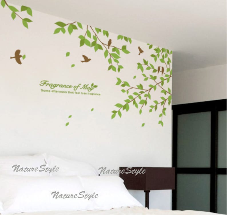 Branch with Flying Birds Vinyl Wall Decal,Sticker,Nature Design image 3