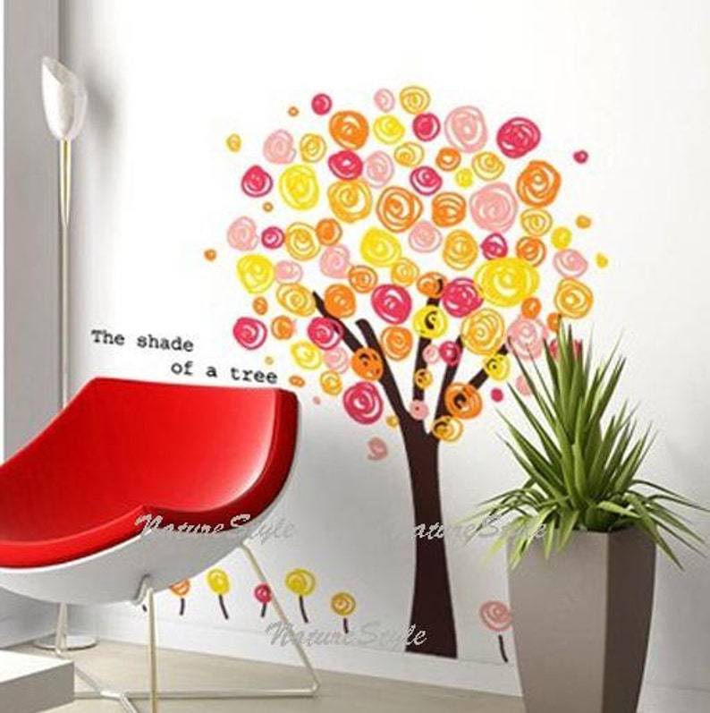 Vinyl wall decals flower wall decal sticker art Nursery wall decal mural children nursery wall decor baby girl room decal-Colorful Tree image 2