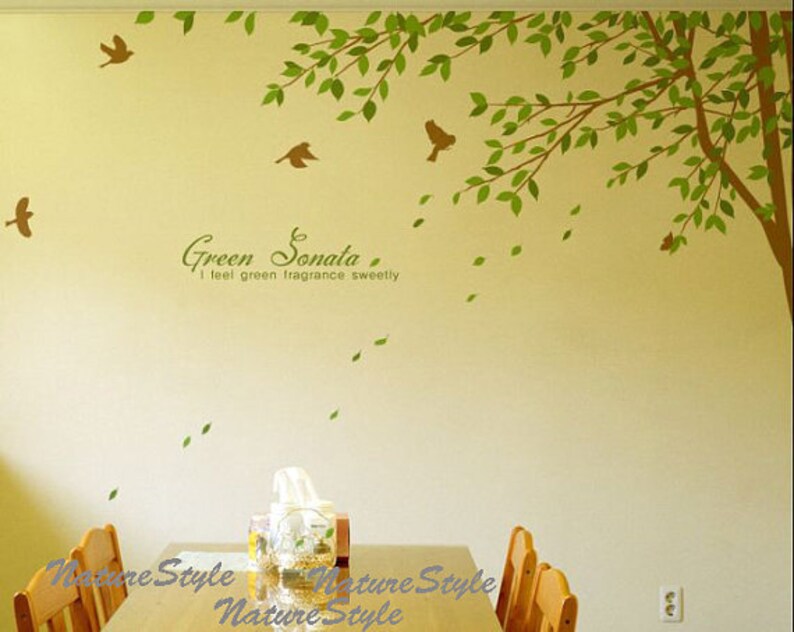 FREE SHIPPING branch wall decal vinyl wall decal sticker wall decal nursery wall decal baby wall decal children Branch with Flying Birds image 2