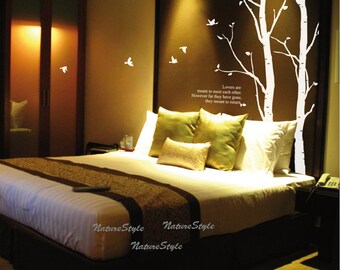 Two Winter Trees with Flying Birds-Vinyl Wall Decal,Sticker,Nature Design